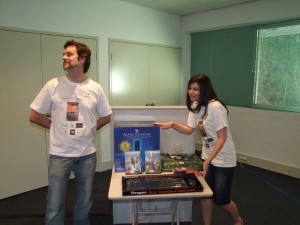 I asked Paul and Alex to look glamorous while presenting the prizes. Alex looks suitably Wheel-of-Fortune while Paul looks disinterested (his tactic is obviously "hard to get").