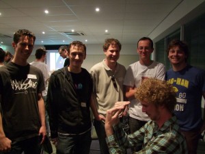 Three games companies in the foreground (and one in the background).