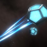 Cellblock Squadrons Screenshot - A blue pentagon being fired.