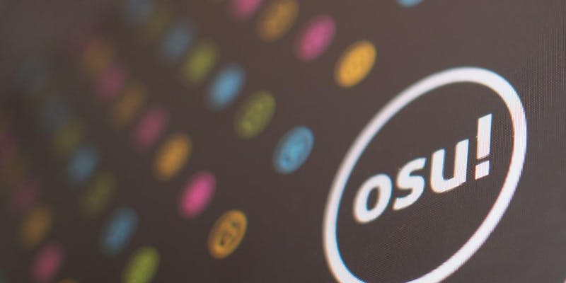 Header image of colourful circles, and the text Osu!